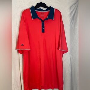 Adidas Men's 3XLT Vibrant Red Polo with Navy Accents